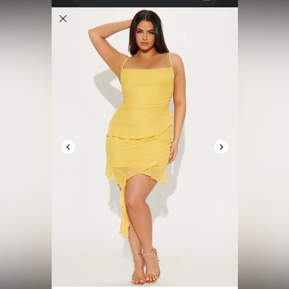 NWT Fashion Nova Yellow Sun-kissed Mesh Mini Dress